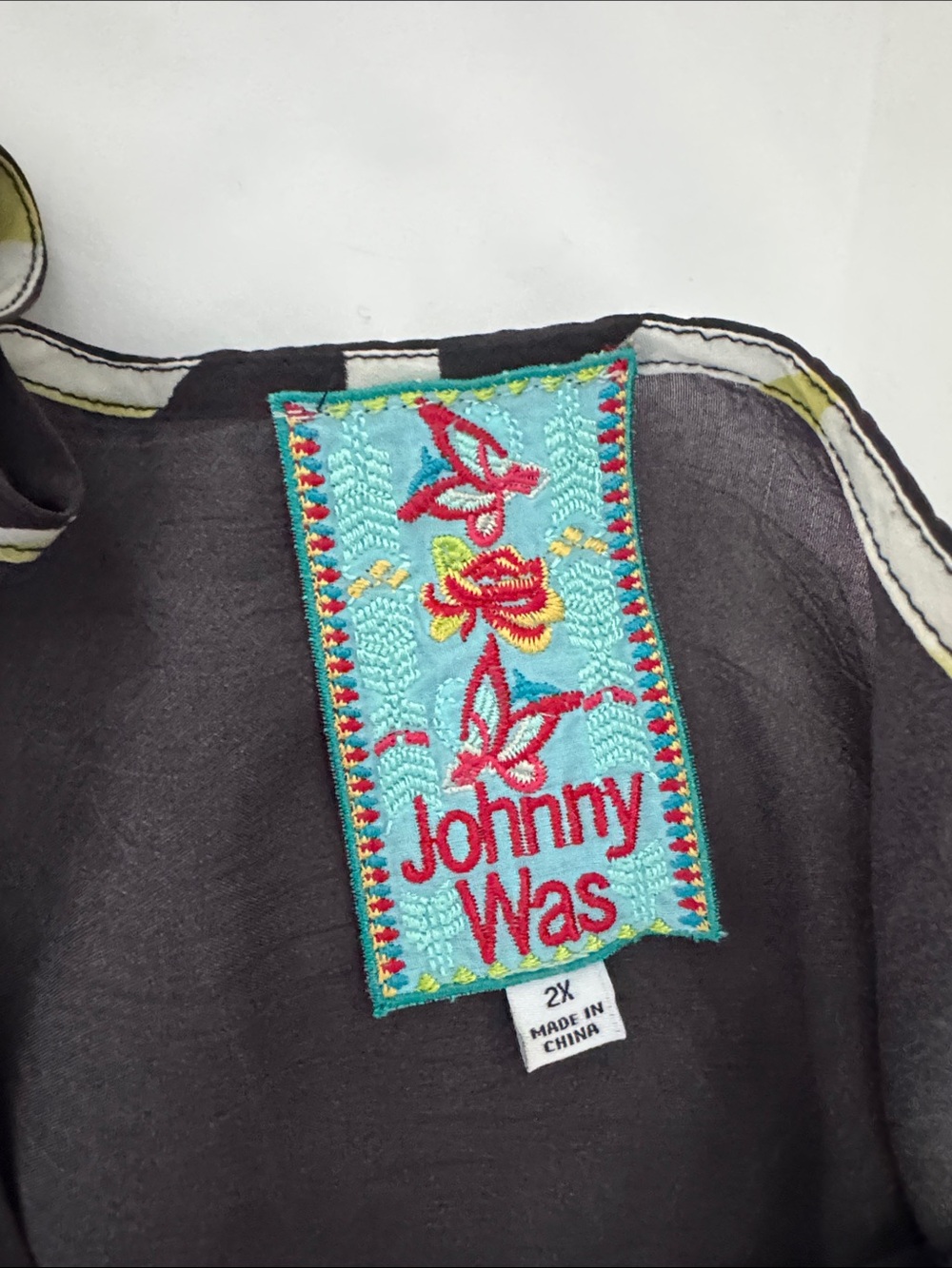 Johnny Was Black Floral Ombre Tunic with Multicolor Blooms - Picture 3 of 3